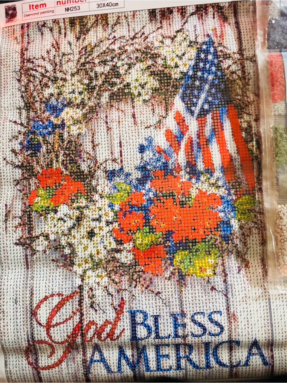 New "God Bless America" 5D DIY Diamond Art Kit, 12x16"